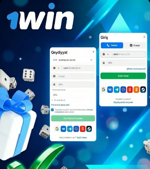 1win hesabına giriş və yeni hesabın qeydiyyatı forması